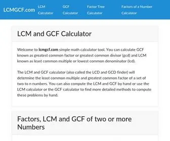 LCMGCF.com(LCM and GCF Calculator) Screenshot