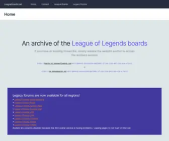 Leagueboards.net(Browsable archive of the League of Legends boards) Screenshot