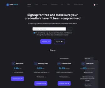 Leakcheck.io(Find out if your credentials have been compromised) Screenshot