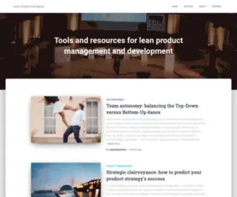 Leanexperimentation.com(Tools and resources for lean product management and development) Screenshot