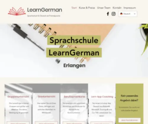 Learn-German-Erlangen.com(Sprachschule Erlangen) Screenshot