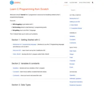 Learnc.net(This C tutorial) Screenshot
