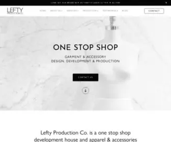 Leftyproductionco.com(ONE-STOP SHOP GARMENT AND ACCESSORY DESIGN, DEVELOPMENT & PRODUCTION) Screenshot