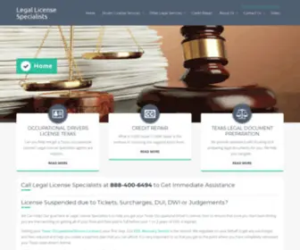 Legallicensespecialists.com(Texas Occupational Driver's License Assistance) Screenshot