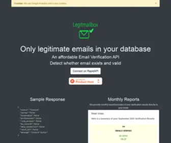 Legitmailbox.com(Email Verification API) Screenshot