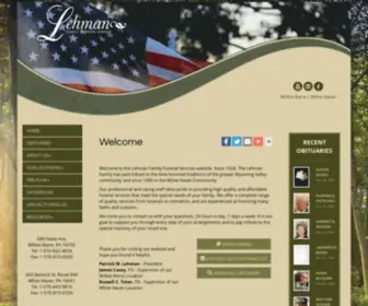 Lehmanfuneralhome.com(Lehman Family funeral Service) Screenshot