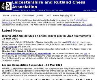 Leicestershirechess.org(Leicestershire and Rutland Chess Association) Screenshot