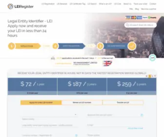 Leinumber.com(Global Legal Entity Identifier Registration) Screenshot