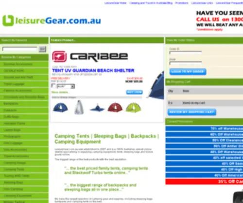 Leisuregear.com.au(Camping tents) Screenshot