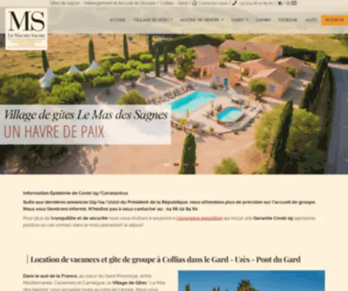 Lemasdessagnes.fr(Grand Gite de groupe uzes mariage seminaire Location de vacances Gard) Screenshot