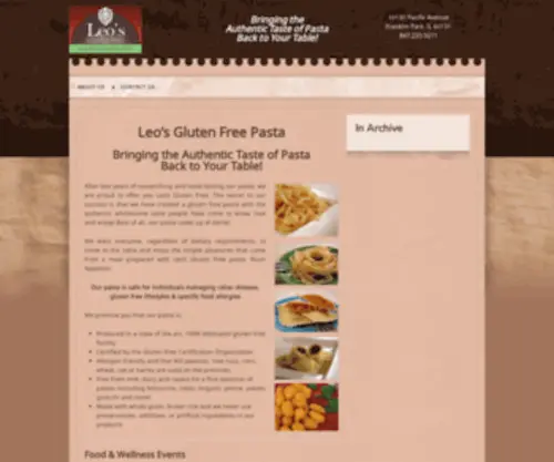 Leosglutenfree.com(Leo's Gluten Free Pasta) Screenshot