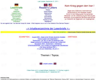 Leser003M.de(Leserbriefe und Stellungnahmen zu weltpolitischen Pressestimmen) Screenshot