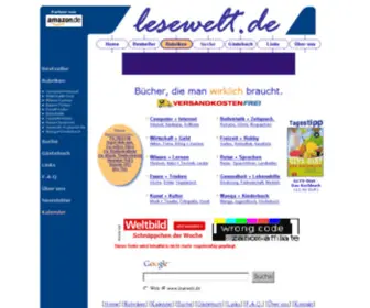 Lesewelt.de(Buch-Rezensionen zu Neuerscheinungen und Bestsellern, Literatur und Bücher) Screenshot