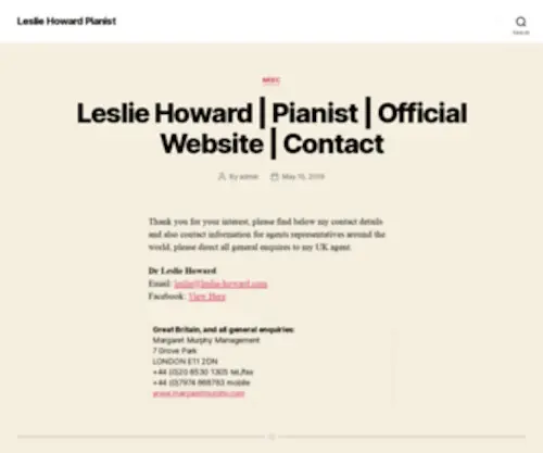 Lesliehowardpianist.com(Leslie Howard) Screenshot