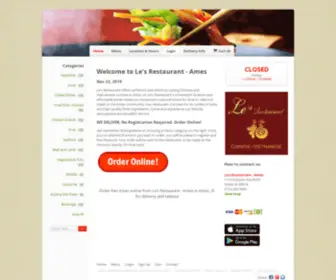 Lesrestaurantames.com(Order Pan Asian online from Le's Restaurant) Screenshot