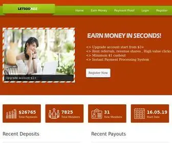 Letsgoadz.website(Earn Money in Seconds) Screenshot