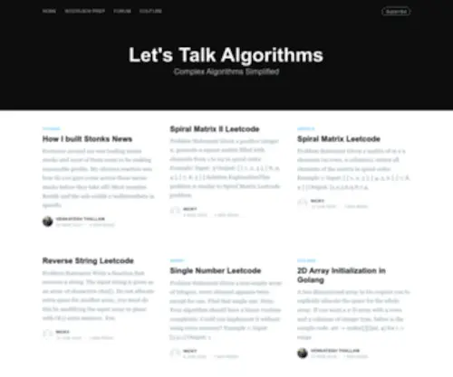 Letstalkalgorithms.com(Let's talk algorithms) Screenshot