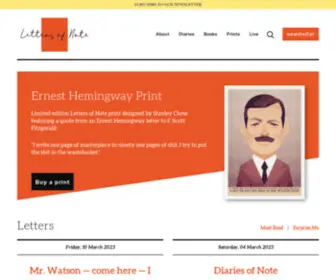 Lettersofnote.com(Correspondence Deserving of a Wider Audience) Screenshot