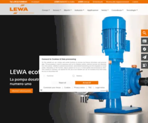 Lewa.it(LEWA, Produttore di pompe in Germania) Screenshot