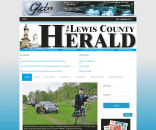 Lewiscountyherald.com(The Lewis County Herald in Vanceburg Kentucky) Screenshot
