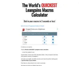 Lgmacros.com(The World's QUICKEST Leangains Macro Calculator) Screenshot