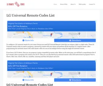 Lguniversalremotecodes.com(LG Universal Remote Codes List) Screenshot