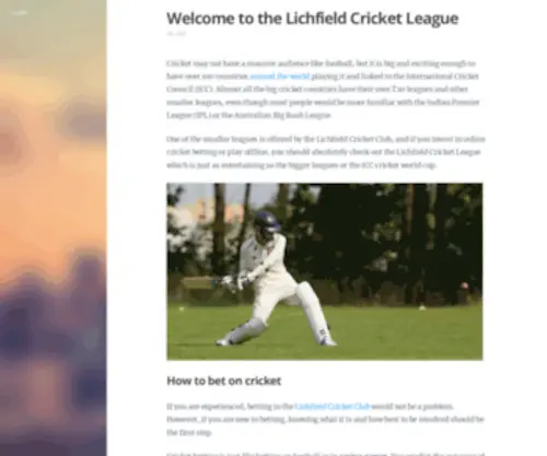 Lichfieldcricketleague.co.uk(About the Lichfield Cricket League) Screenshot