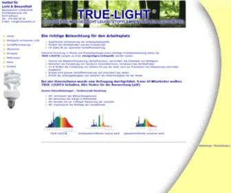 Lichtinstitut.ch(True-Light, blaues Licht, Vollspektrum Tageslicht Leuchtstofflampen, Institut für Licht & Gesundheit, Adliswil) Screenshot
