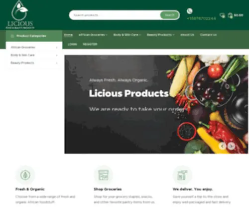 Liciousproducts.ca(Genuine & high quality organic products) Screenshot