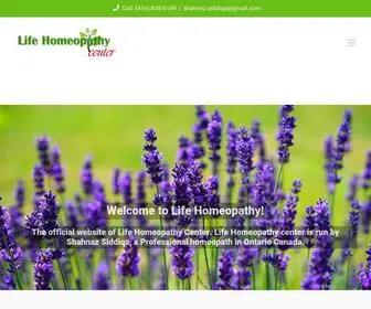 Lifehomeopathy.ca(The official website of Life Homeopathy Center. Life Homeopathy center) Screenshot