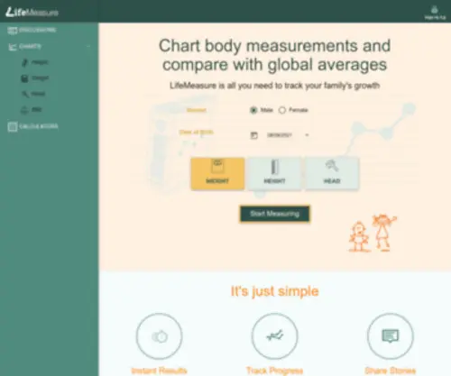 Lifemeasure.com(Growth charts and calculators for the whole family) Screenshot