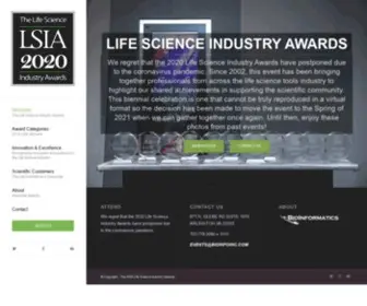 Lifescienceindustryawards.com(The 2019 Life Science Industry Awards) Screenshot