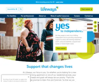 Lifeways.co.uk(Support that changes lives) Screenshot