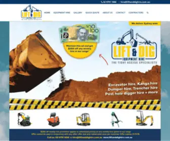 Liftanddighire.com.au(Earth Moving and Lifting Equipment Hire Sydney) Screenshot