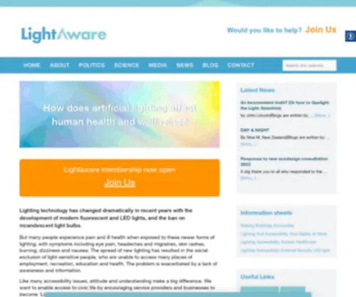 Lightaware.org(We need to talk about light) Screenshot