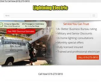 Lightningelectricsd.com(Lightning San Diego Electricians) Screenshot