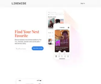Likewise.com(Find New TV Shows) Screenshot