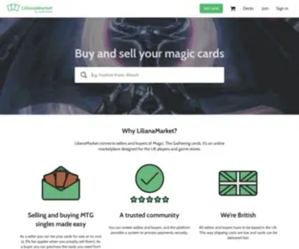 Lilianamarket.co.uk(Europe's largest online marketplace for buying and selling TCGs) Screenshot