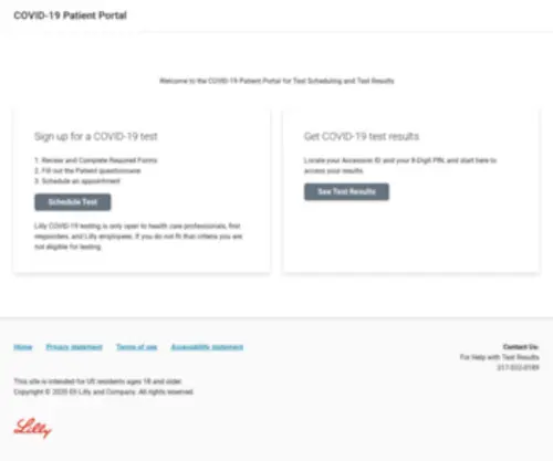 Lillycovid19Testing.com(Lilly Covid) Screenshot