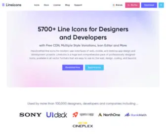 Lineicons.com(Free Line Icons for Designers and Developers) Screenshot