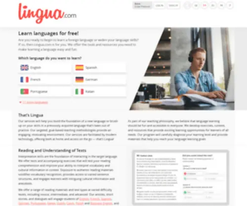 Lingua.com(Language courses) Screenshot