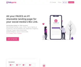 Linkgenie.net(Combine All Your Links Into 1 Attractive Landing Page Bio Link) Screenshot