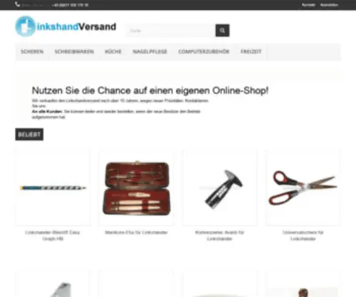Linkshandversand.de(Linkshänder Produkte Online) Screenshot