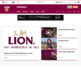 Lions.com.au(Official AFL Website of the Brisbane Lions Football Club) Screenshot