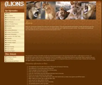 Lions.org(Information and facts on lions) Screenshot