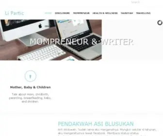 Lipartic.com(Li Partic Mompreneur Writer Latation Consultant) Screenshot