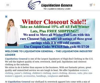 Liquidationgeneral.com(Liquidation General sells overstock designer apparel and closeout clothing for pennies on the wholesale dollar) Screenshot