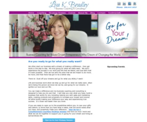 Lisakbradley.com(Business Coach & Personal Success Strategist for Entrepreneurs and Leaders) Screenshot