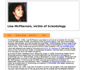 LisamcPherson.org(Lisa McPherson died at the hands of Scientology) Screenshot