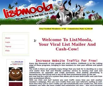 Listmoola.com(Viral Mailer Listmoola) Screenshot